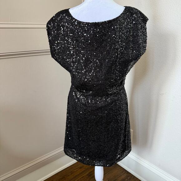 J Crew Sequin Dress Black Elastic Waist Size 6 - Picture 3 of 5